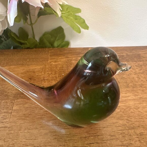 Murano Style Art Glass Bird Figurine Vintage Sommerso Style Sculpture Home Decor - Picture 2 of 5